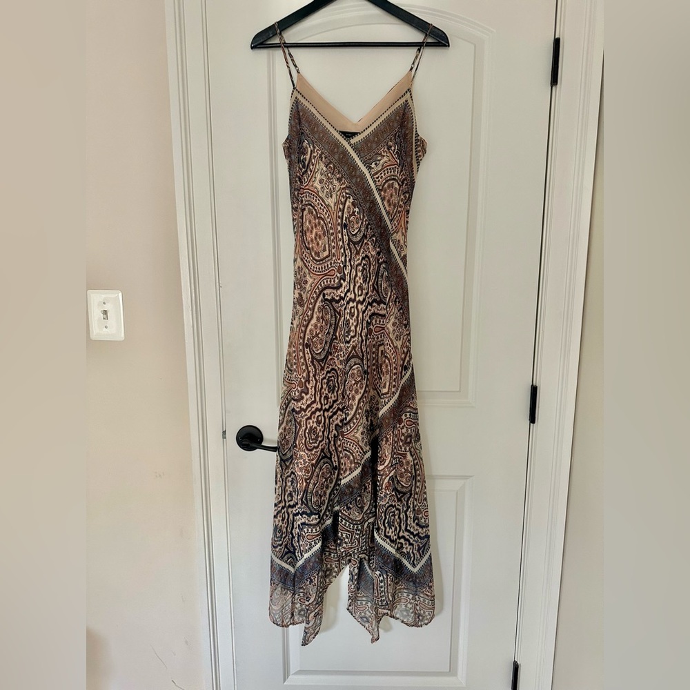 BCBGMaxAzria Asymmetrical Paisley Dress - Black and Brown